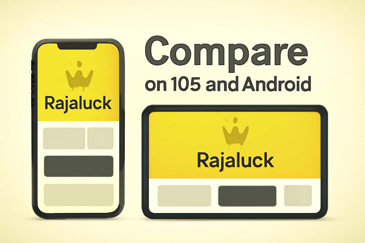 Visual representation comparing Rajaluck on iOS and Android platforms.