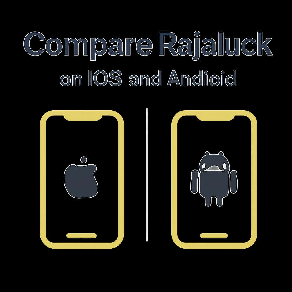 Illustration explaining key features of Rajaluck on iOS and Android.
