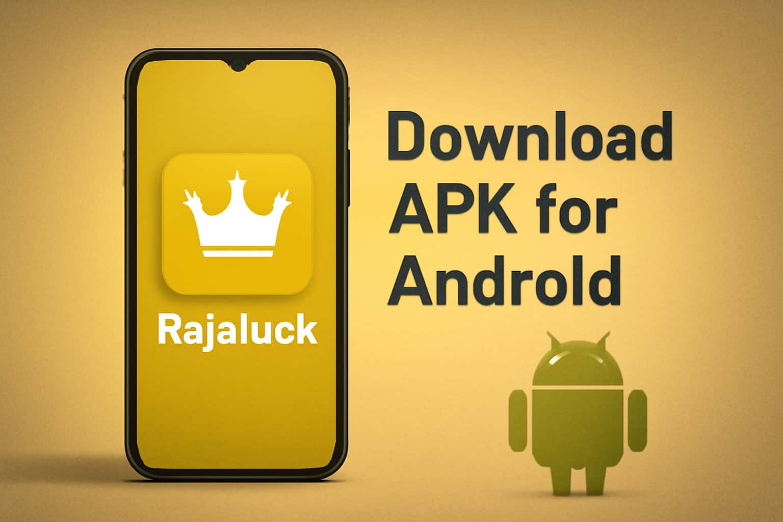 Informational graphic showing how to download Rajaluck APK for Android