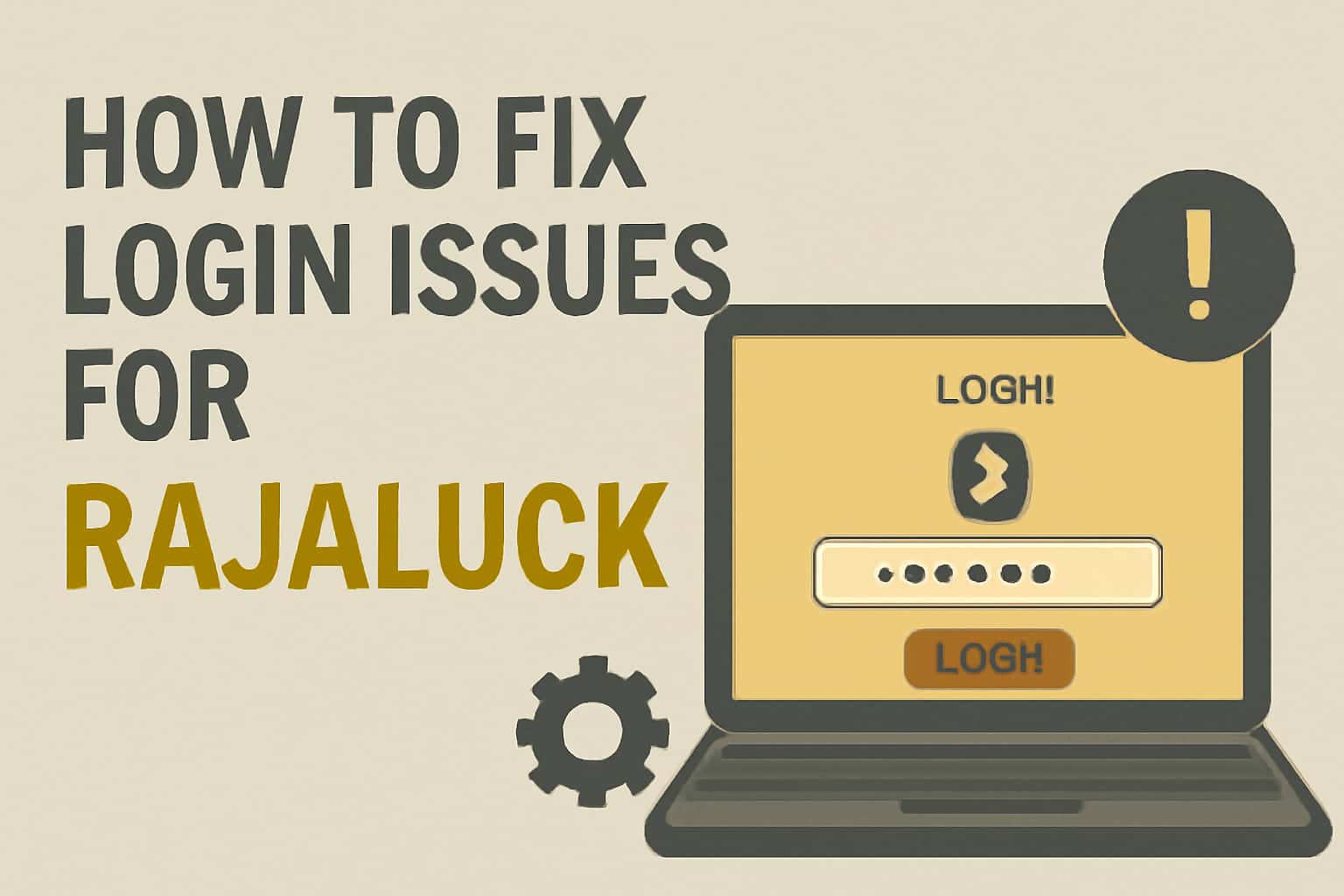 Informational scene illustrating solutions for Rajaluck login issues