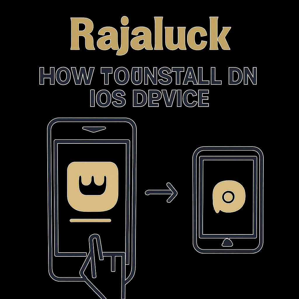 Diagram illustrating steps to install Rajaluck on iOS.