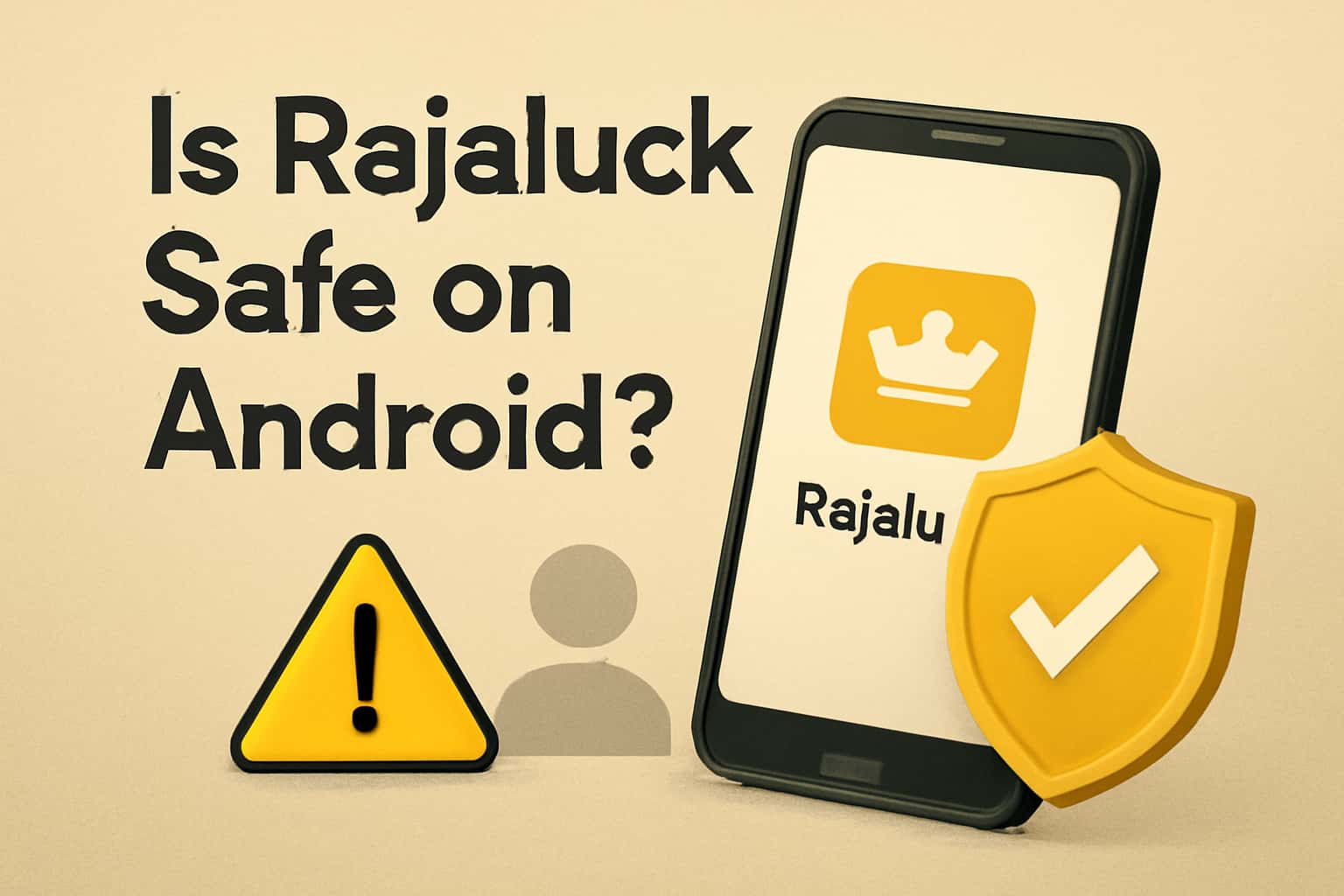 An informative depiction of 'Is Rajaluck Safe on Android?' showcasing the app's logo.