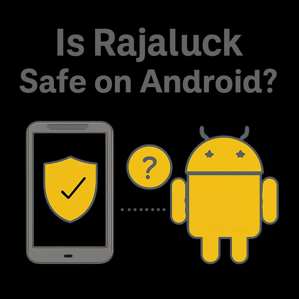An educational diagram on the safety of the Rajaluck app for Android.