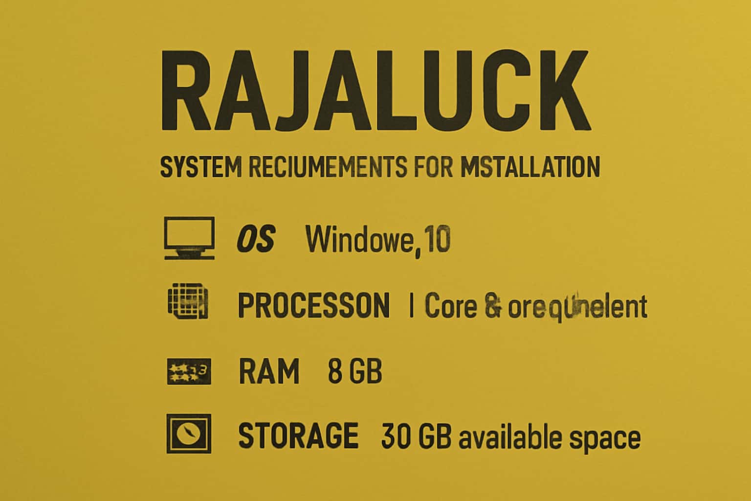 Illustration of Rajaluck system requirements for installation.