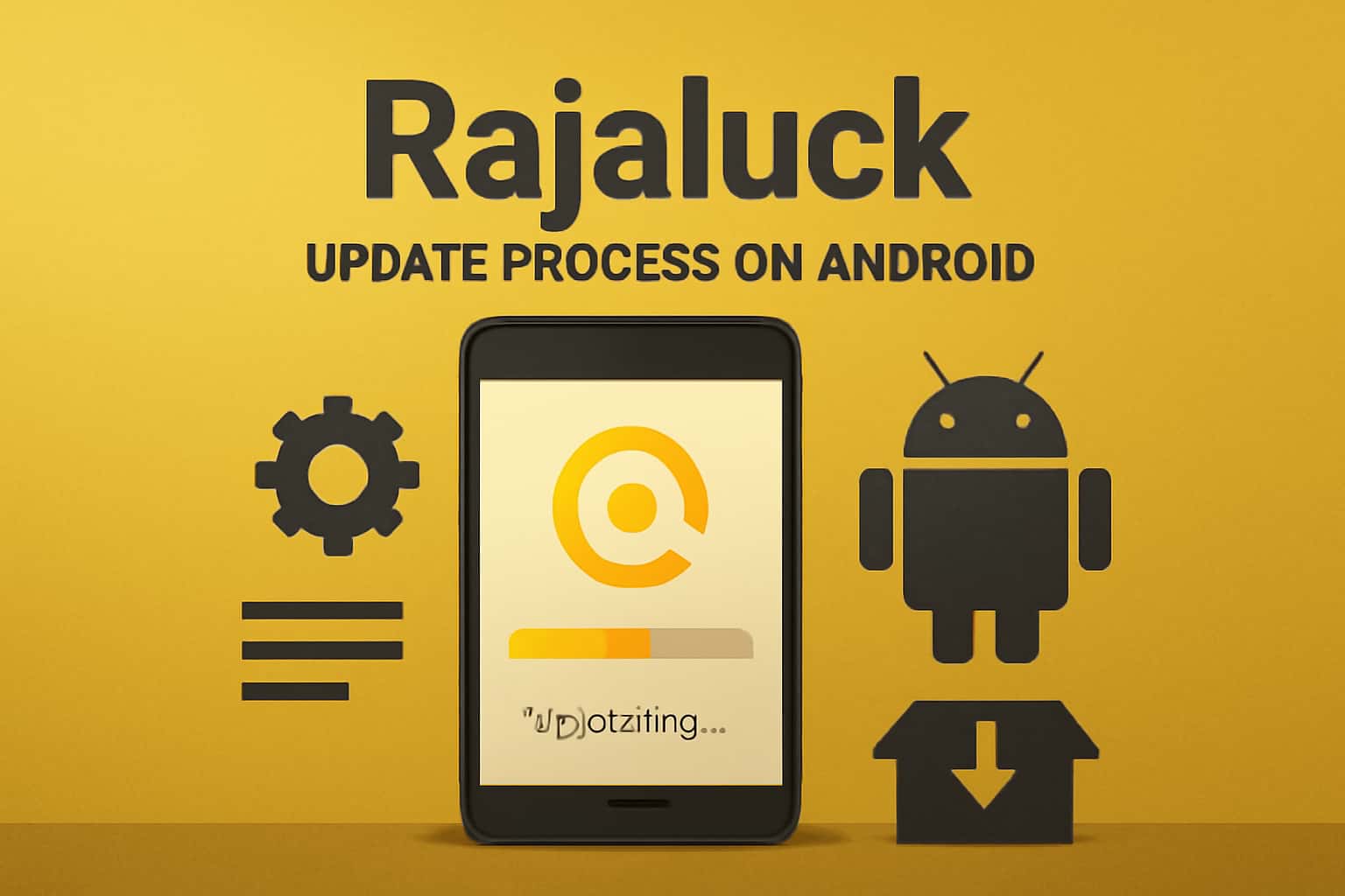 An educational visual representation of the Rajaluck update process on Android.